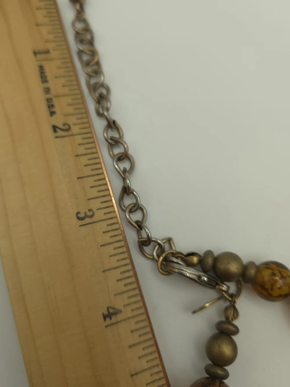 Chico's Multi-Media Bead Amber Brass Disc Brown Layered Necklace Rustic Boho Art